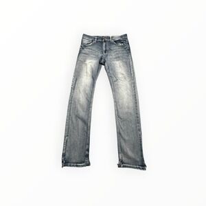 True Luck Jeans Mens 32x32 Blue Straight Leg Faded Whiskered Stretch Denim